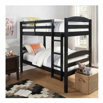 Black Finish Wooden Twin Over Twin Bunk Beds Kids Convertible Bedroom Furniture - £353.82 GBP