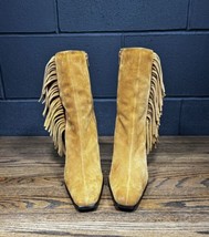 Predictions Tan Leather Square Toe Moccasin Heel Boots Women’s 9 - $44.96