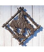 Rustic Western Native Indian Warrior End Of Trail Cast Iron Wall Trivet ... - $600.34 MXN