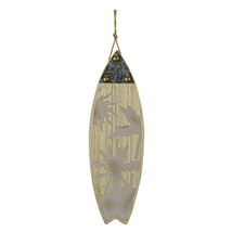 16 Inch Carved Wood &amp; Metal Surfboard Wall Hanging Beach Home Decor Art - £21.73 GBP+