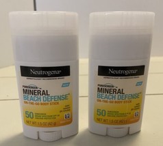 2 Neutrogena Beach Defense Mineral Face Sunscreen on the go Stick 1.5 oz Each - $13.56