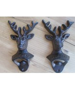 2 CAST IRON DEER BOTTLE OPENERS OPEN HERE OPENER DECOR BEER BAR SODA WAL... - $371.09 MXN