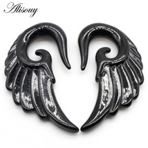 Alisouy 2pcs Unique Spiral Acrylic Heart Wing Feathers Women Ear Plugs Tunnels T - £10.55 GBP