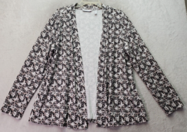 Isaac Mizrahi Cardigan Sweater Womens Large Multi Neutral Floral Knit Open Front - £15.91 GBP