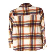 Wonder Nation Boys Flannel Shirt Button Down Plaid Pockets White Orange L - £6.16 GBP