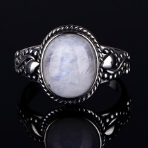 2021 New Listing 100% 925 Silver Ring 10x12MM Natural Moonstone Ring Engagement  - £14.98 GBP