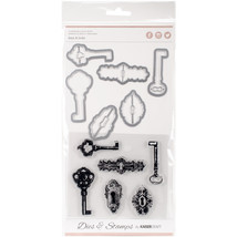 Decorative Dies And Clear Acrylic Stamps Keys And Locks - £36.11 GBP