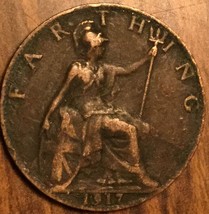 1917 Uk Gb Great Britain Farthing Coin - £1.69 GBP