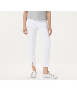 Isaac Mizrahi Live! Knit Denim Front Slit Crop Jeans Bright White Regular 0 - $13.02 CAD