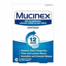 Mucinex 12-Hour Chest Congestion Expectorant Tablets - 20 Count Exp 03/2024 - £11.72 GBP