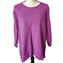 FLAX Women’s Size L Linen Tunic Purple Pullover Lagenlook Shirt - £25.75 GBP