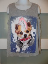 Justice Gray Rock Star Dog Tank Top Size 10 Girl&#39;s EUC - $14.25