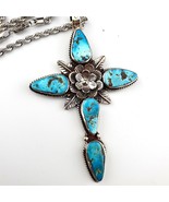 Big men&#39;s christian cross arizona turquoise pendant chain necklace BEST ... - €73,59 EUR