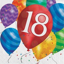 Balloon Blast 16 Ct 18 Luncheon Napkins 18th Birthday Party - £3.12 GBP