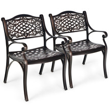 2-Piece Outdoor Cast Aluminum Chairs Bistro Dining Chair Set For Porch Backyard - £235.69 GBP