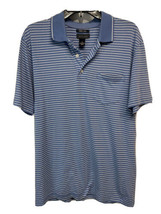 Saddelbred Men&#39;s Polo Short Sleeve Shirt Blue Striped EPOC M - £14.75 GBP