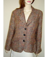 COLDWATER CREEK Multi-Color Beige Woven Tweed Acrylic Blend Cuffed Jacke... - $546.13 MXN