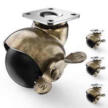 2 Inch Antique Brass Ball Casters, Vintage Furniture Caster Wheels, Swiv... - €33,14 EUR