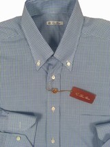 NEW Loro Piana Fine Dress Shirt!  18.5 38/39  e46   Blue with Navy &amp; Green Check - £172.99 GBP