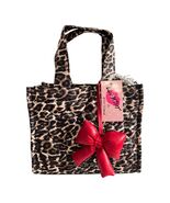 Betsey Johnson Leopard Print Quilted Tote Bag Red Bow Charm Top Handle Satchel - $34.20
