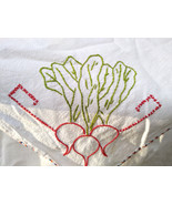 Vintage Hand Embroidered Radish Cotton Feed Sack Kitchen Large Dish Towel - £9.55 GBP
