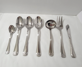 Gorham Shell Stainless Set 7 Hostess Serving Pcs Spoons Meat Fork More E... - $186.90