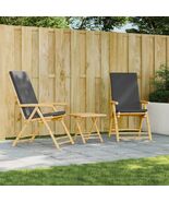 Garden Reclining Chair Set of 2 Bamboo, Dark Grey Bamboo, Polyester - $236.31