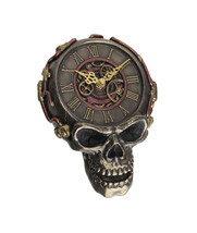 Steampunk Flat Skull Clock Resin Gears Hand Painted Pipework Accent Wall Hanging - £47.51 GBP