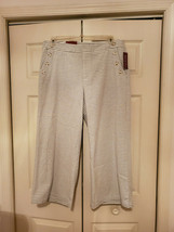 Merona Women&#39;s 16 100% Cotton Nautical Blue &amp; White Stripe Wide Leg Pants (NEW) - £19.42 GBP