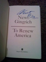 To Renew America by Newt Gingrich (1995, Hardcover) Signed Autographed Book - $95.59