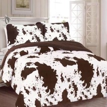 Cow Animal Print Blanket With Sherpa Softy Thick &amp; Warm 3 Pcs Queen Size - £51.59 GBP