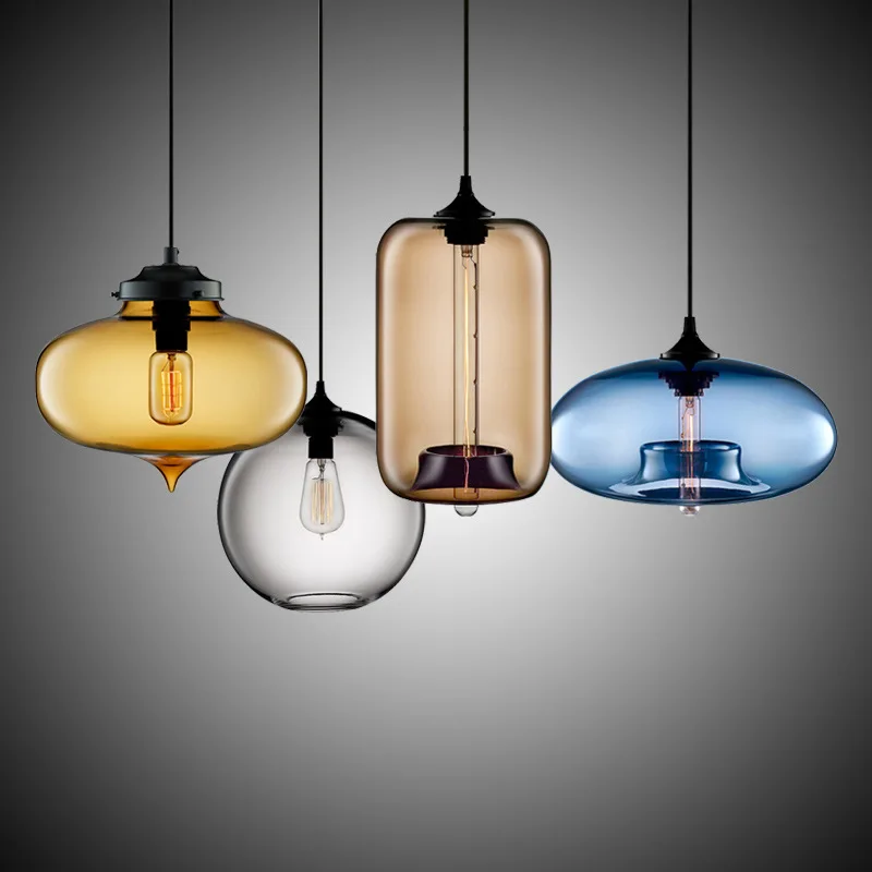 Nordic Color Glass Pendant Lamp Modern Led Luminaire Suspension Hanging ... - £70.66 GBP+