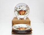 NEW Williams Sonoma Set of 4 Plymouth Pumpkin Salad Plates 8 1/2&quot; Porcelain - $109.99