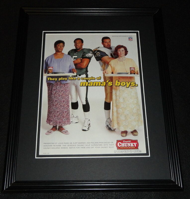 Primary image for 2001 Campbell's Soup Framed ORIGINAL Advertisement Kurt Warner Donovan McNabb