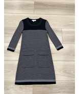 Chloe Womens Black Gray Wool Striped Crew Neck Long Sleeve Sweater Dress... - $69.29