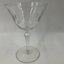 Fostoria Etch 5 7/8&quot; Crystal Stemware  8 oz Water Wine Goblet Blown Glass Retro - £7.90 GBP