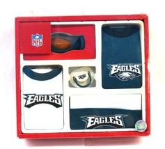 Eagles NFL Collection 5 Pc Baby Infant Gift Set Pacifier Rattle Cap 2 Bodysuits - £15.92 GBP