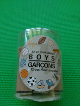 Rubber Stamp Wood Mounted -  Boys 12 pc Mini Stamps in Tub (Michaels Store) - $5.50