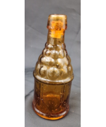 Vintage Wheaton Drum Grapes Miniature Amber Brown Glass Bottle 3.5” Taiwan - $9.49