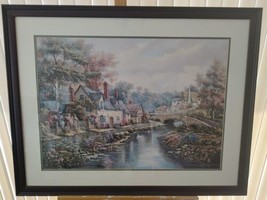 Valley of the River Beck Print Carl Valente 28x36 English Countryside Cottage - £50.23 GBP