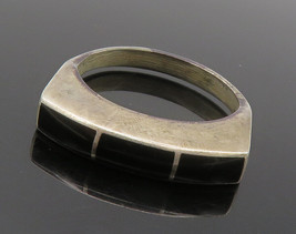 Rod Kaskalla Zuni 925 Silver - Vintage Black Onyx Dome Band Ring Sz 6 - RG15183 - £53.97 GBP