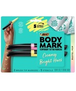 New BIC BodyMark Temporary Tattoo Markers, Pastel Pink &amp; Yellow Ink, Pac... - £15.63 GBP