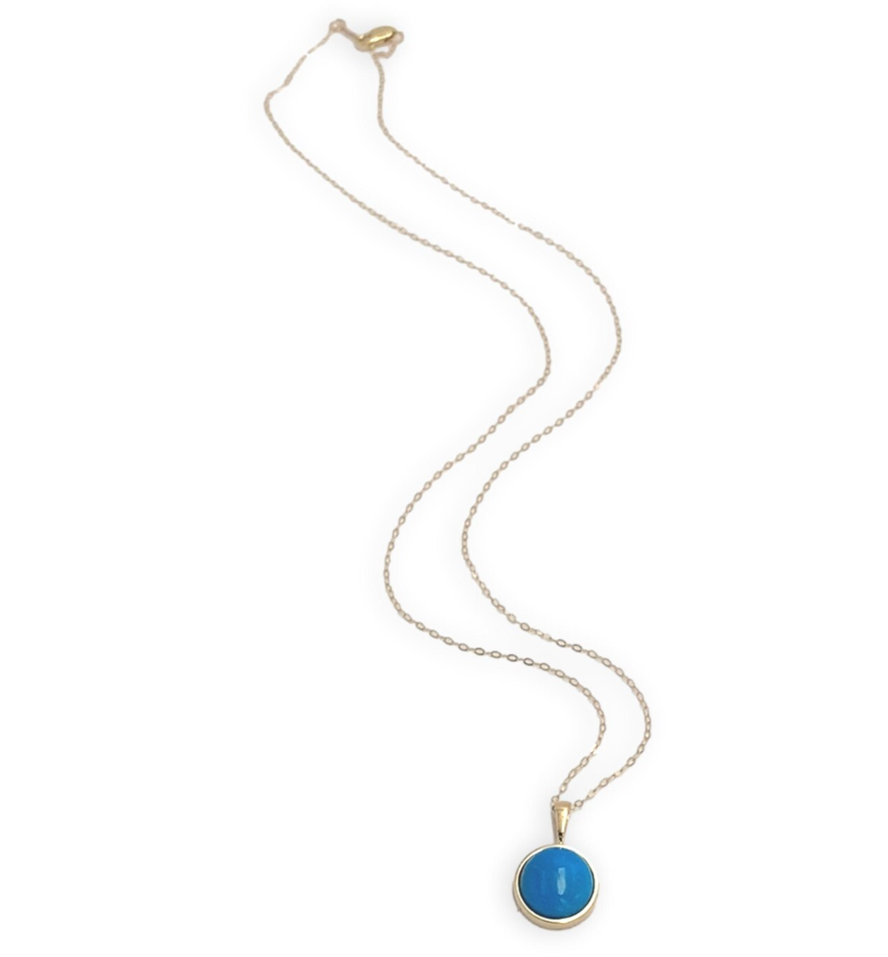 14k 3.50 Carat Ithaca Peak Very Blue Genuine Turquoise Pendant w/ Chain (#J7256) Item image 5