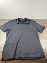 Tommy Bahama Shirt Mens XL Black Short Sleeve Polo Striped - $12.08