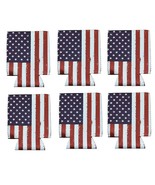 6 Pack USA Flag Beverage Can Cooler Sleeves - Beer Holder America - $17.64 CAD