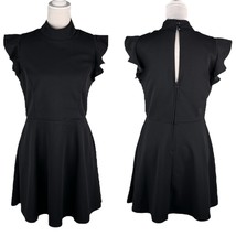 Trixxi Dress Black Large Stretch Keyhole Ruffle Sleeves New - $29.00