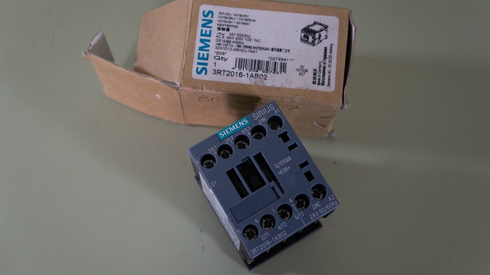 Siemens Sirius 3RT2016-1AB02 Contactor , 24V , 20A , New - $35.64