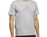 adidas Men&#39;s Short-Sleeve Crewneck Americana Logo T-Shirt Grey Heather-M... - $18.99