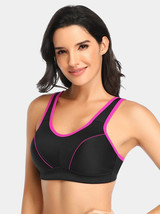 Wingslove High Support Non Padded Fashion Sports Bra, Black, 46DD - £13.79 GBP