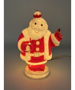 Vintage Harett Gilmar Plastic 7" King Santa Claus Bank with Light - Works